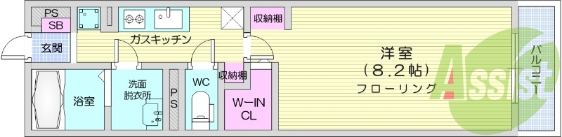 1K、インターネット無料、角部屋、エアコン付き