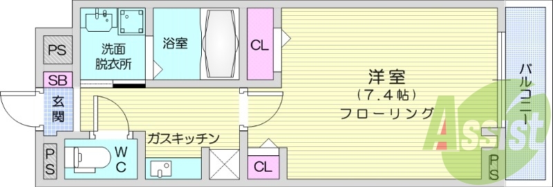 1K、ネット無料、オートロック、宅配BOX、浴室乾燥