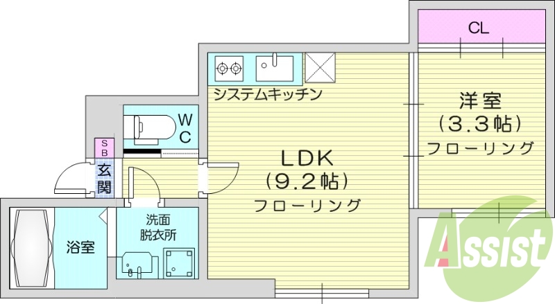 1LDK、浴室乾燥機、追い焚き給湯、都市ガス、オートロック