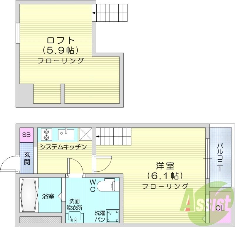 1K、ロフト、追い炊き機能、温水洗浄便座付き