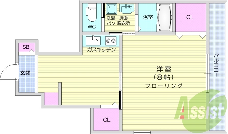 1K、バス・トイレ別、温水洗浄便座付き、追い炊き機能付き