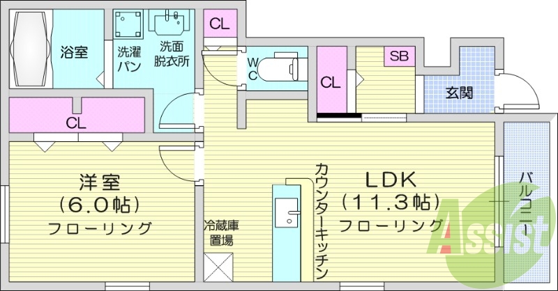 1LDK、浴室乾燥、エアコン2台、追い焚き、トランクルーム
