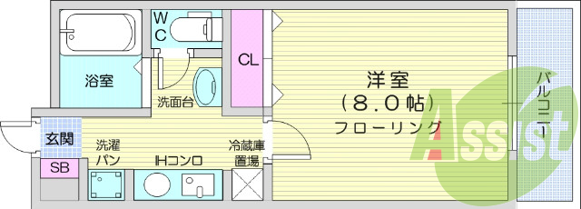 1K、モニター付きインターホン、IHクッキングヒーター