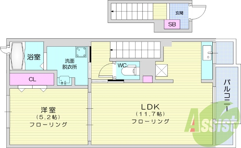 2020年2月築の1LDK、浴室乾燥、追焚き、ペット。