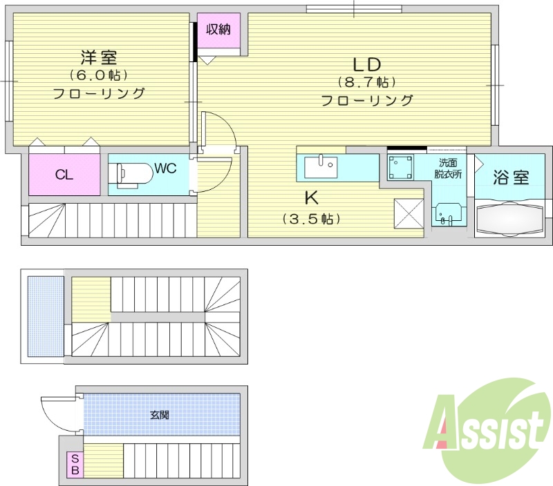 1K、追い焚き機能、浴室乾燥、エアコン、バルコニー