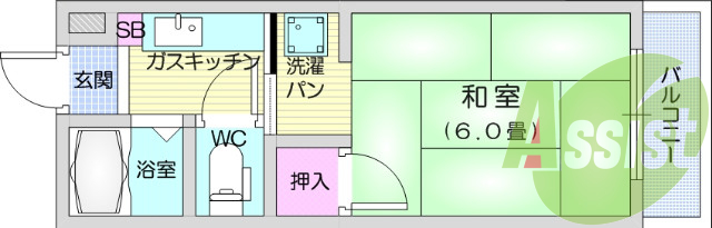バストイレ別、バルコニー、シューズボックス、押入