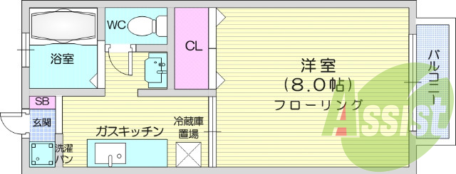 １K、エアコン、風呂トイレ別、インターホン、
