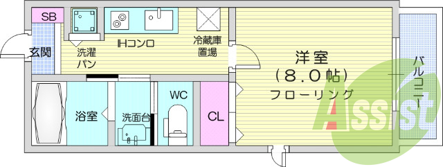 1K、モニター付きインターホン、エアコン