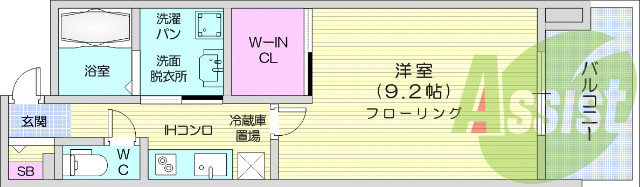 1LDK、ウォークインクローゼット、追い炊き、オートロック
