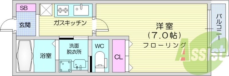 １K、エアコン、ネット無料、防犯カメラ、浴室乾燥
