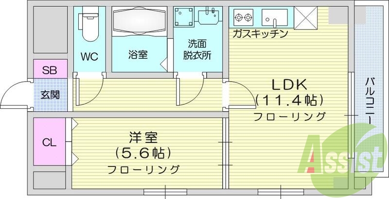 1LDK、浴室乾燥機、追い炊き、シューズBOX、エアコン。