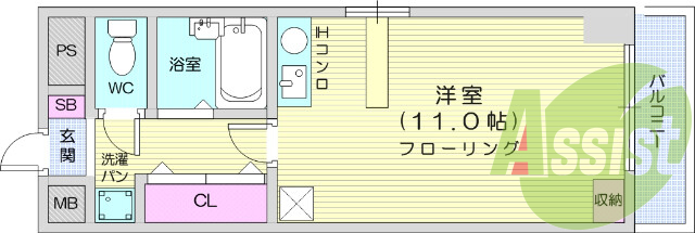 1K、エアコン、バストイレ別、インターホン