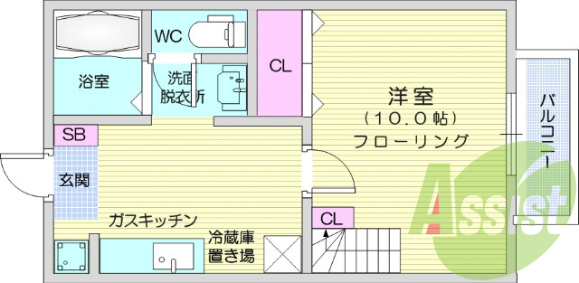 １Ｋ・ロフト・独立洗面台・モニター付きインターホン