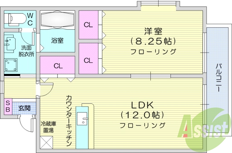 1LDK、カウンターキッチン、追い焚き機能、モニターホン