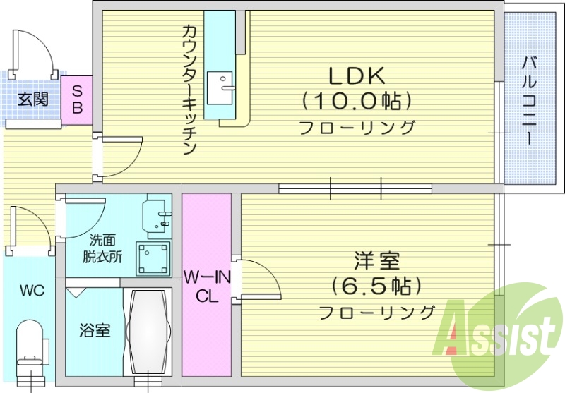 1LDK　WICインターネット無料　追い焚き機能　