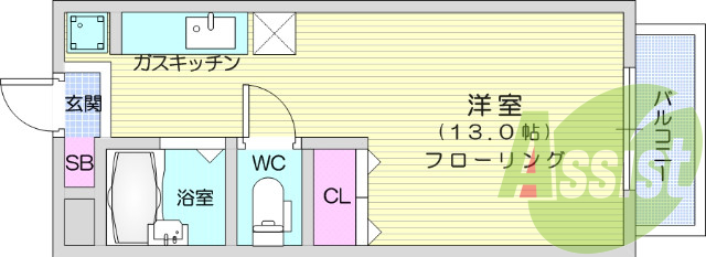 ワンルーム、エアコン、室内洗濯機置場、トイレ浴室別、収納