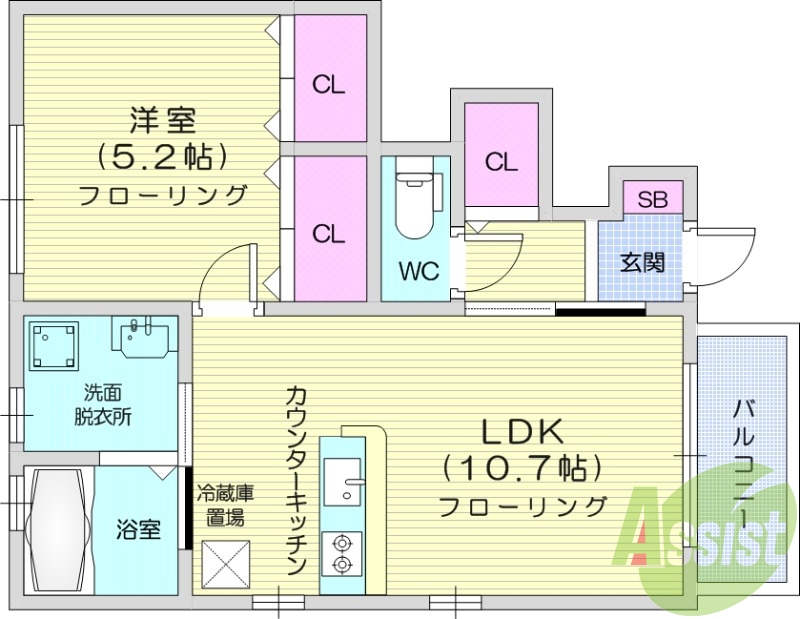 １LDK、都市ガス、カードキー、浴室乾燥機、宅配ボックス