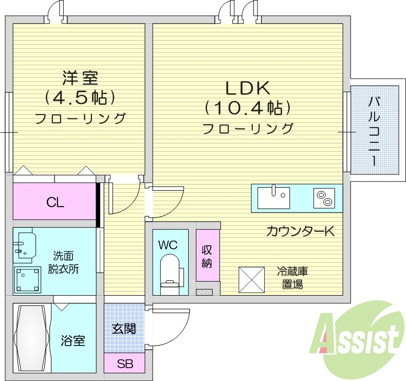 1LDK、インターネット使用料無料、ペット相談、光ファイバー