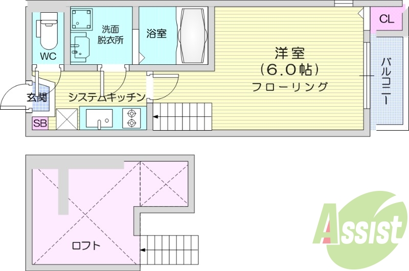 1K、バストイレ別、浴室乾燥、防犯カメラ。