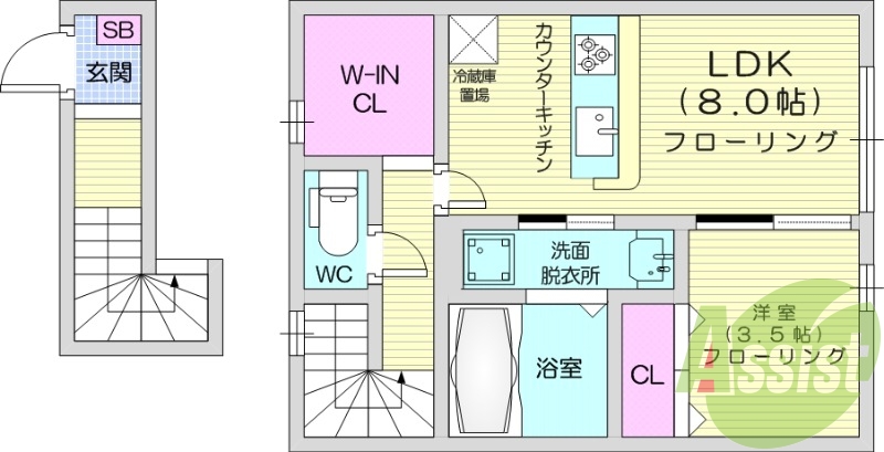 １LDK、ネット使用料無料、新築、バス・トイレ別、エアコン