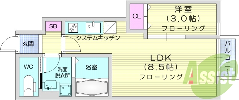 1LDK、インターネット無料、防犯カメラ、BS