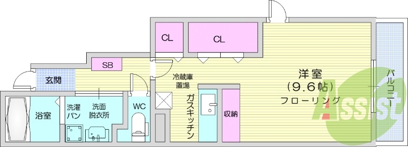 1K、浴室乾燥、追い焚き、ネット無料、TVインターホン