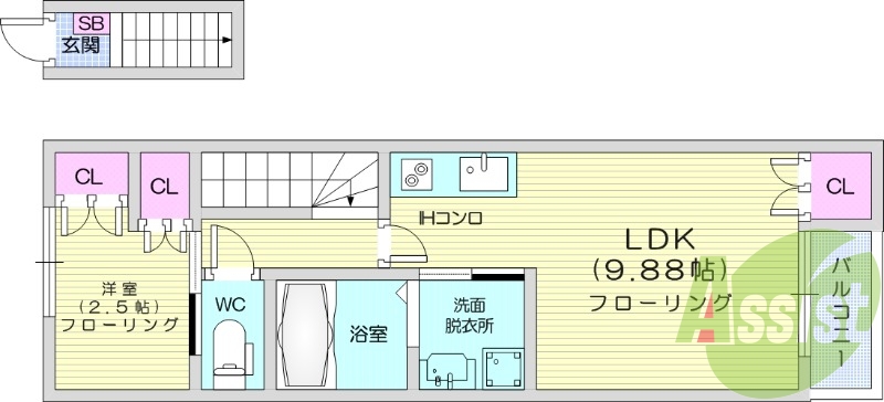 １LDK、温水洗浄便座、追い焚き機能、独立キッチン