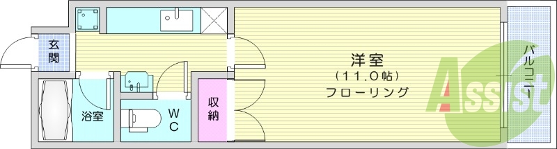 1K、角部屋、最上階、エアコン、独立洗面台