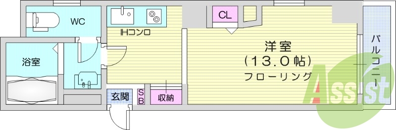 1R、エアコン、バストイレ別、独立洗面台