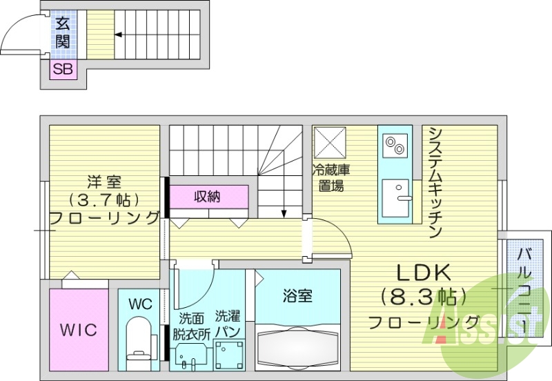 1LDK、インターネット無料、防犯カメラ、BS