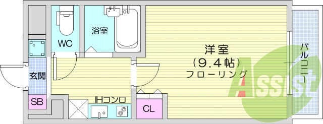 １K、バストイレ別、室内洗濯機置き場、クローゼット