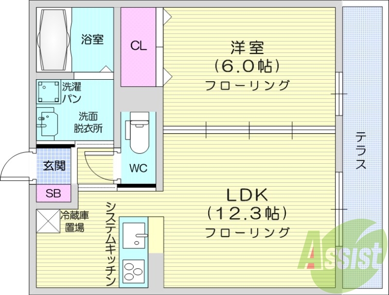 1LDK、システムキッチン、浴室乾燥、追い焚き機能、エアコン