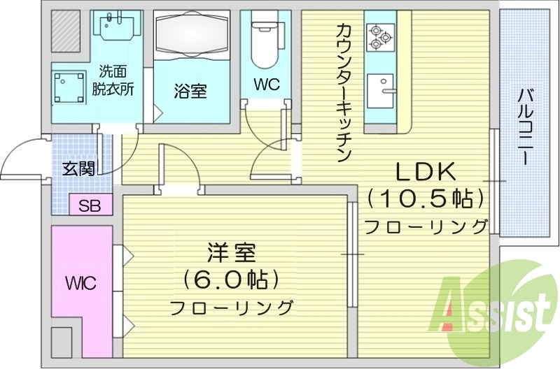 1LDK、エアコン、室内洗濯機置場、トイレ浴室別、収納