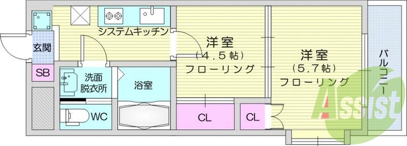 2Ｋ，オートロック、ネット無料、エアコン、出窓