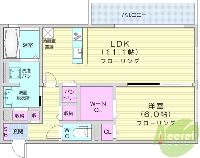 1LDK、ネット無料、宅配BOX、追焚機能、浴室換気乾燥機