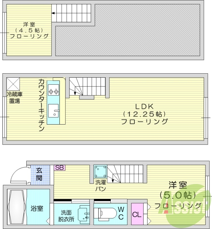1LDK、浴室乾燥、追い焚き、カウンターキッチン、エアコン