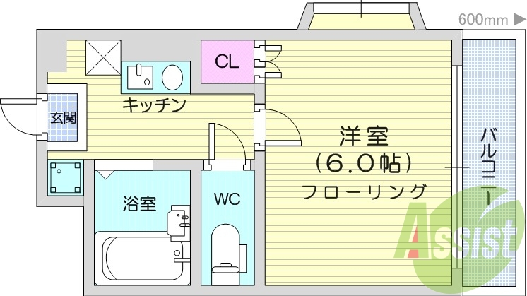 1K、ユニットバス、モニター付きインターホン、ネット無料