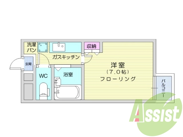 １K、角部屋、エアコン、オートロック付き