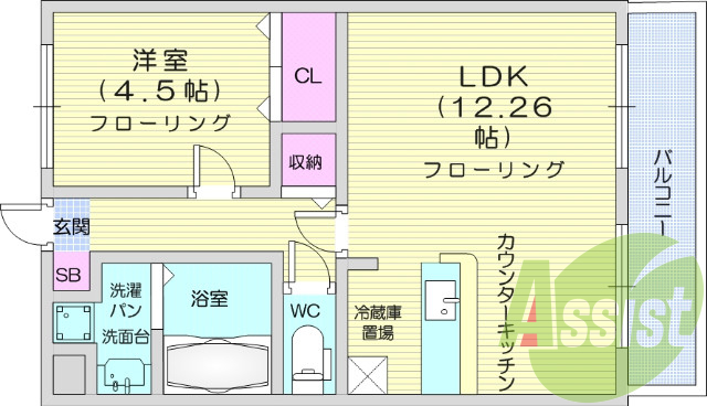１LDK、オートロック、追い炊き、シューズボックス