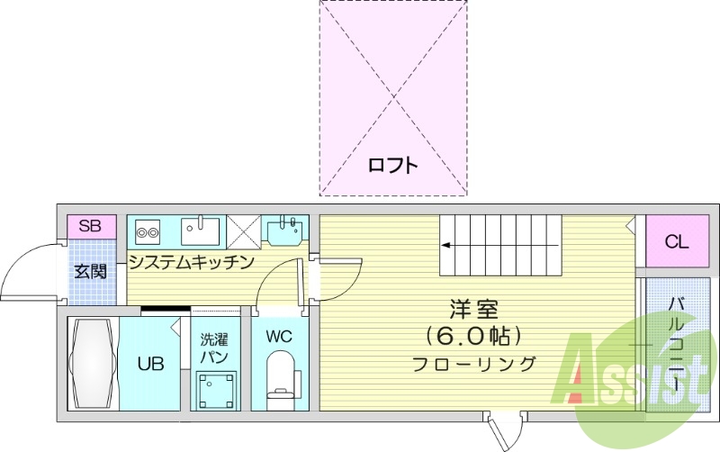 1K、エアコン、トイレ浴室別、収納、エアコン、室内洗濯機置場