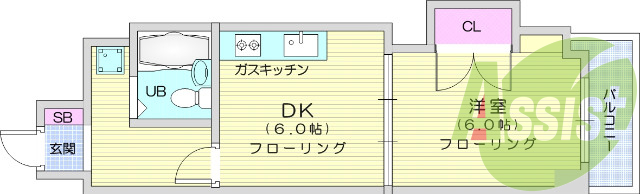 １DK、エアコン、クロゼット、シューズボックス