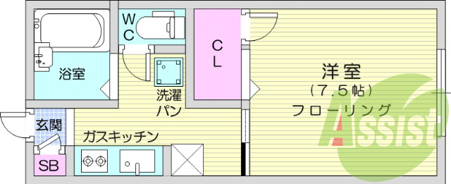 1K、インターネット無料、フリーレント有、シャワートイレ