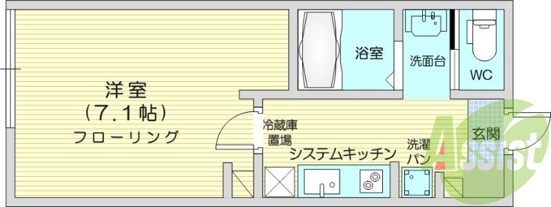 1K、インターネト使用料無料、エアコン、宅配BOX