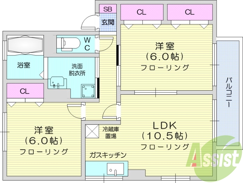 2ＬＤＫ、ネット無料、エアコン追い焚き機能