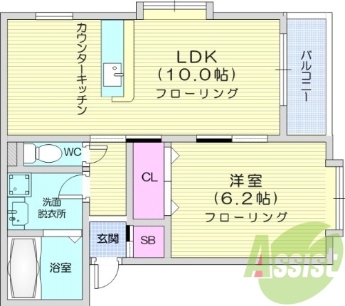 1LDK、モニター付きインターホン、ウォシュレット