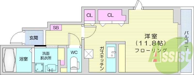 1R、デジタルキー、照明、室内物干し、追い焚き給湯