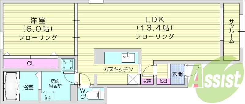 1LDK、ペット可物件、都市ガス、防犯カメラ