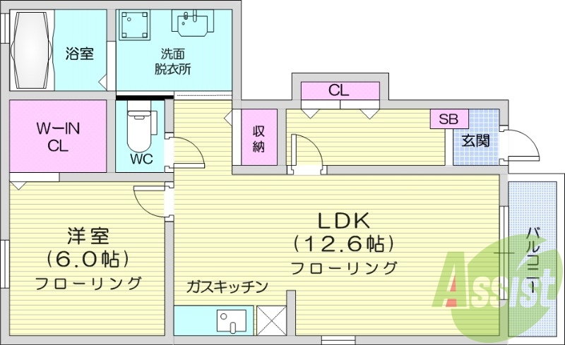 1LDK、モニター付きインターホン、角部屋