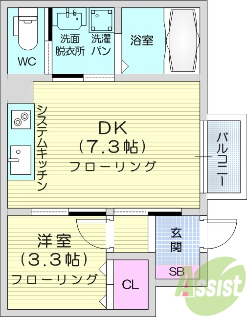 1DK、防犯カメラ、追い焚き、浴室乾燥、2口コンロ