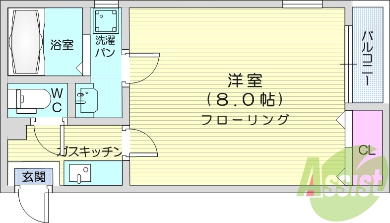 1K、ネット使用料不要、シャワートイレ、TV付インターホン